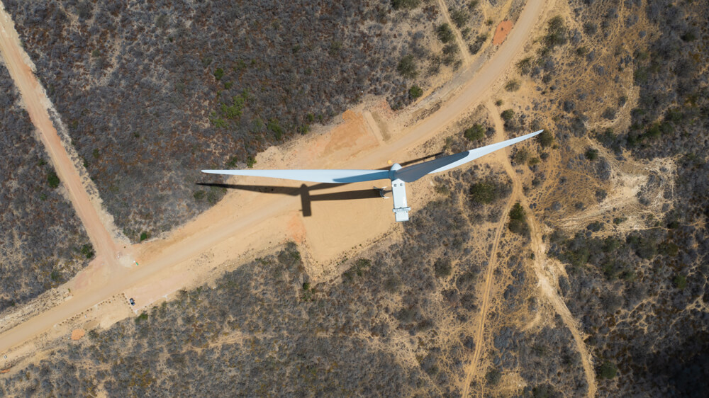 wind turbine view from above, in monte verde, Brazil
