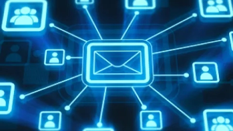 digital symbols of email and contacts 