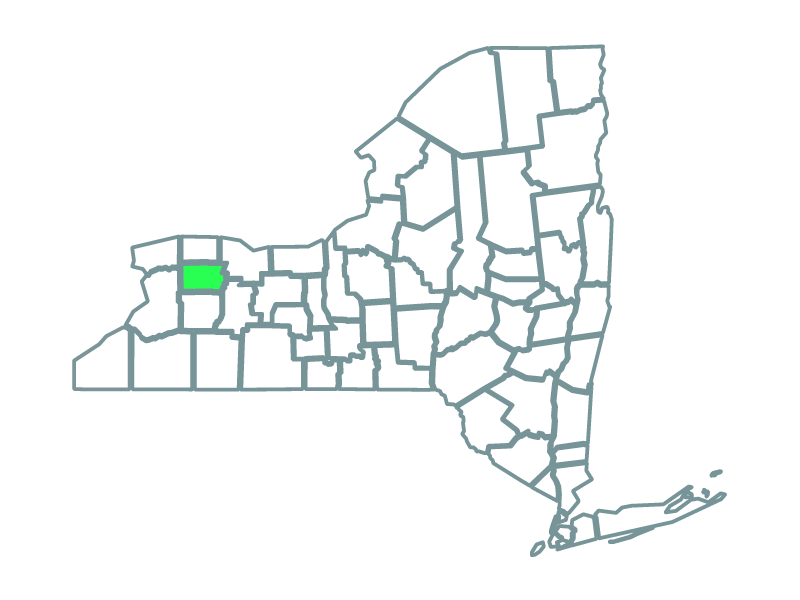 a map showing the state of new york and highlighting genesee county where the alabama solar park is located.