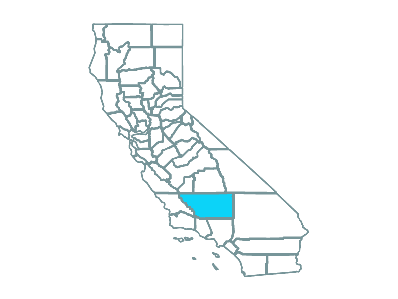 a map showing the state of california and highlighting kern county where the driftwood solar park is is located.
