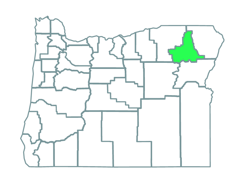 a map showing the state of oregon and highlighting union county where the elkhorn valley wind farm is located.