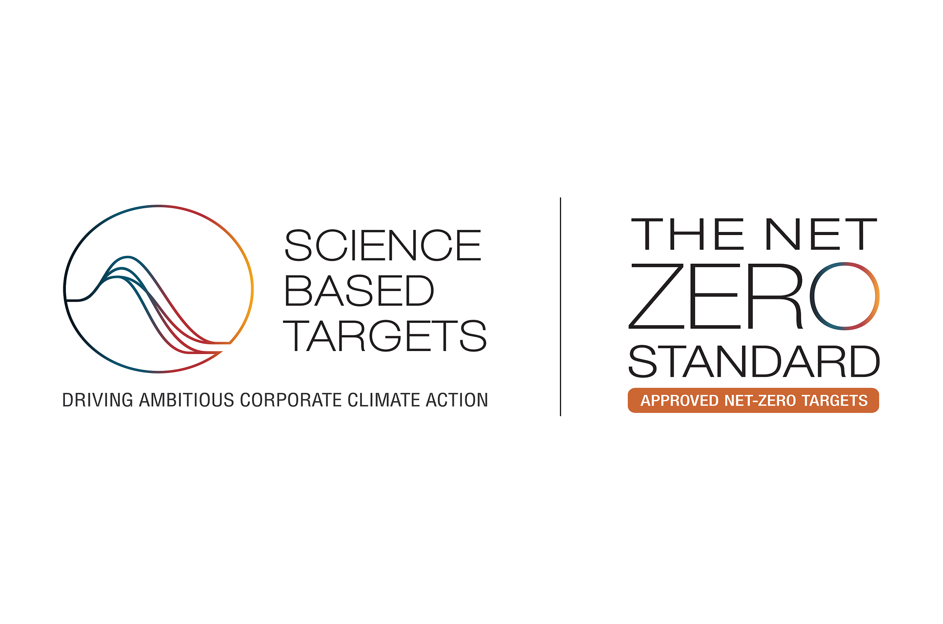 lettering logotypes of the science based targets initiative and of net zero standard
