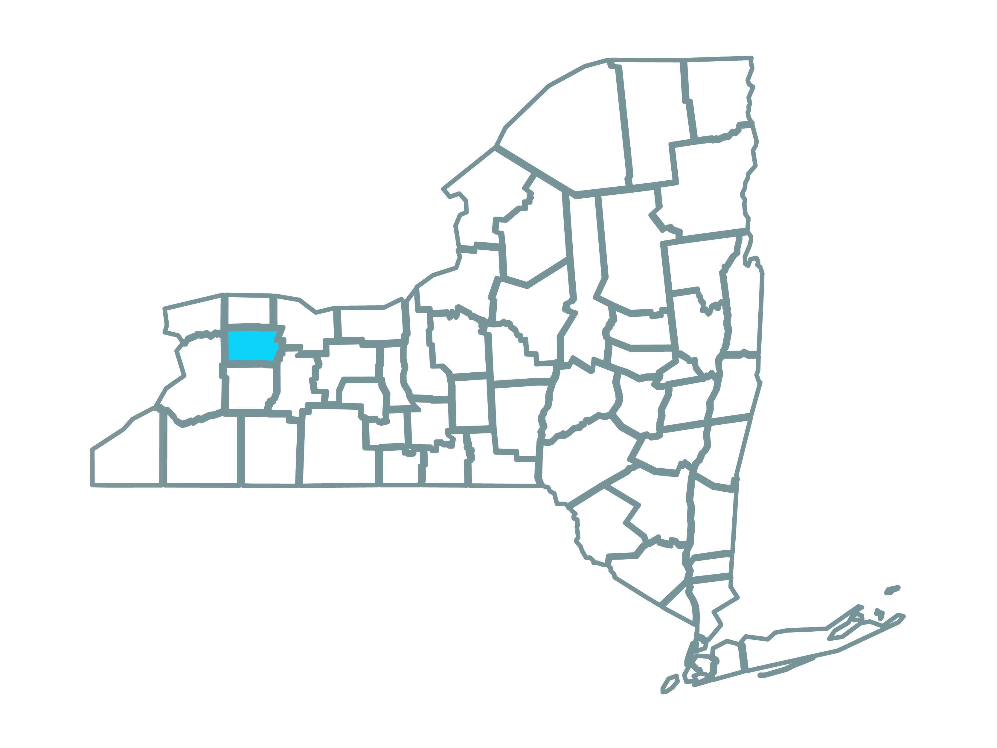 a map showing the state of new york and highlighting genesee county where the alabama solar park is located.
