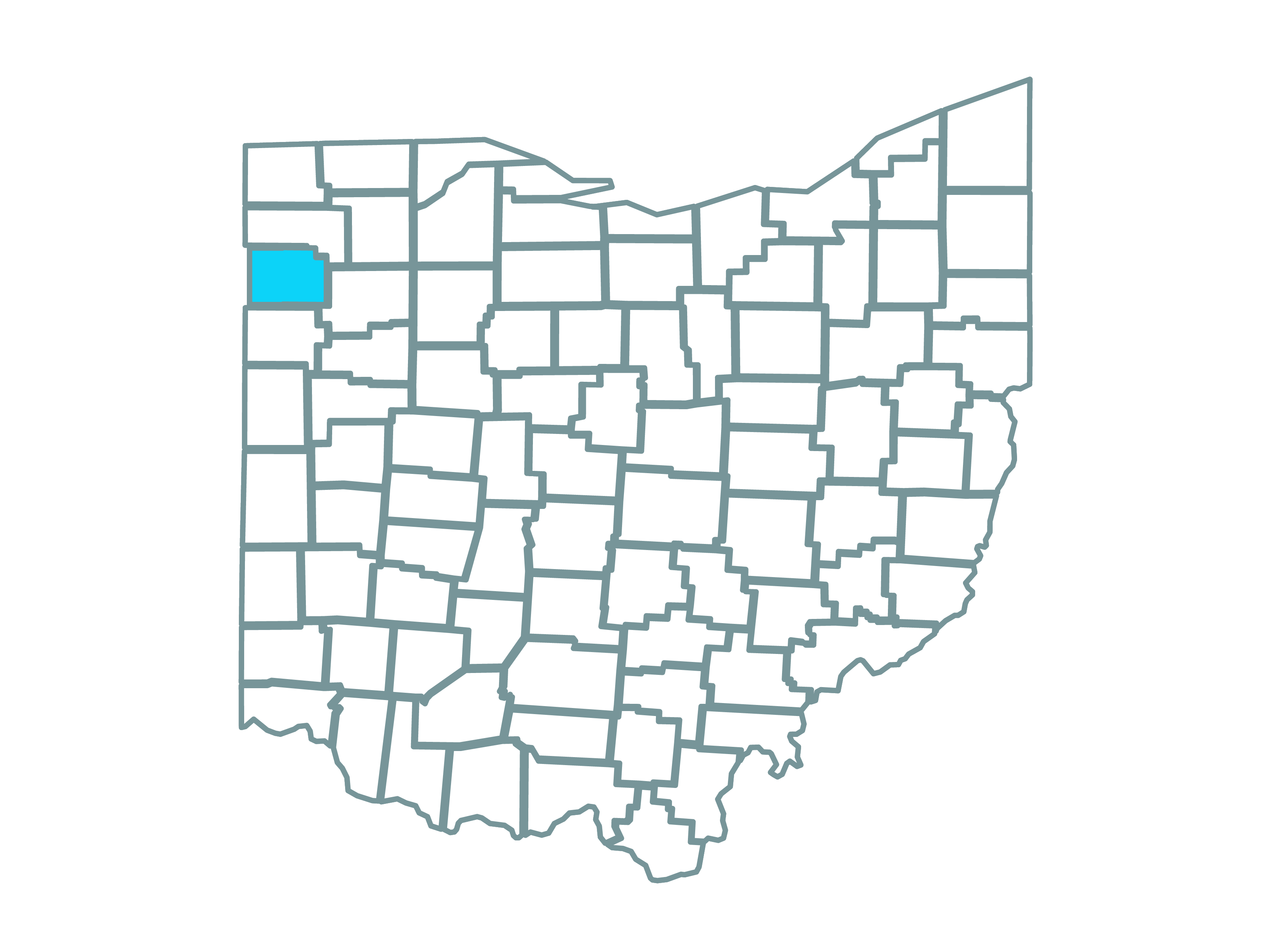 Map showing Paulding County in Ohio where the Timber Road project is located.