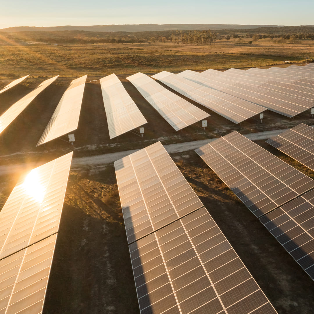 solar panels sunset