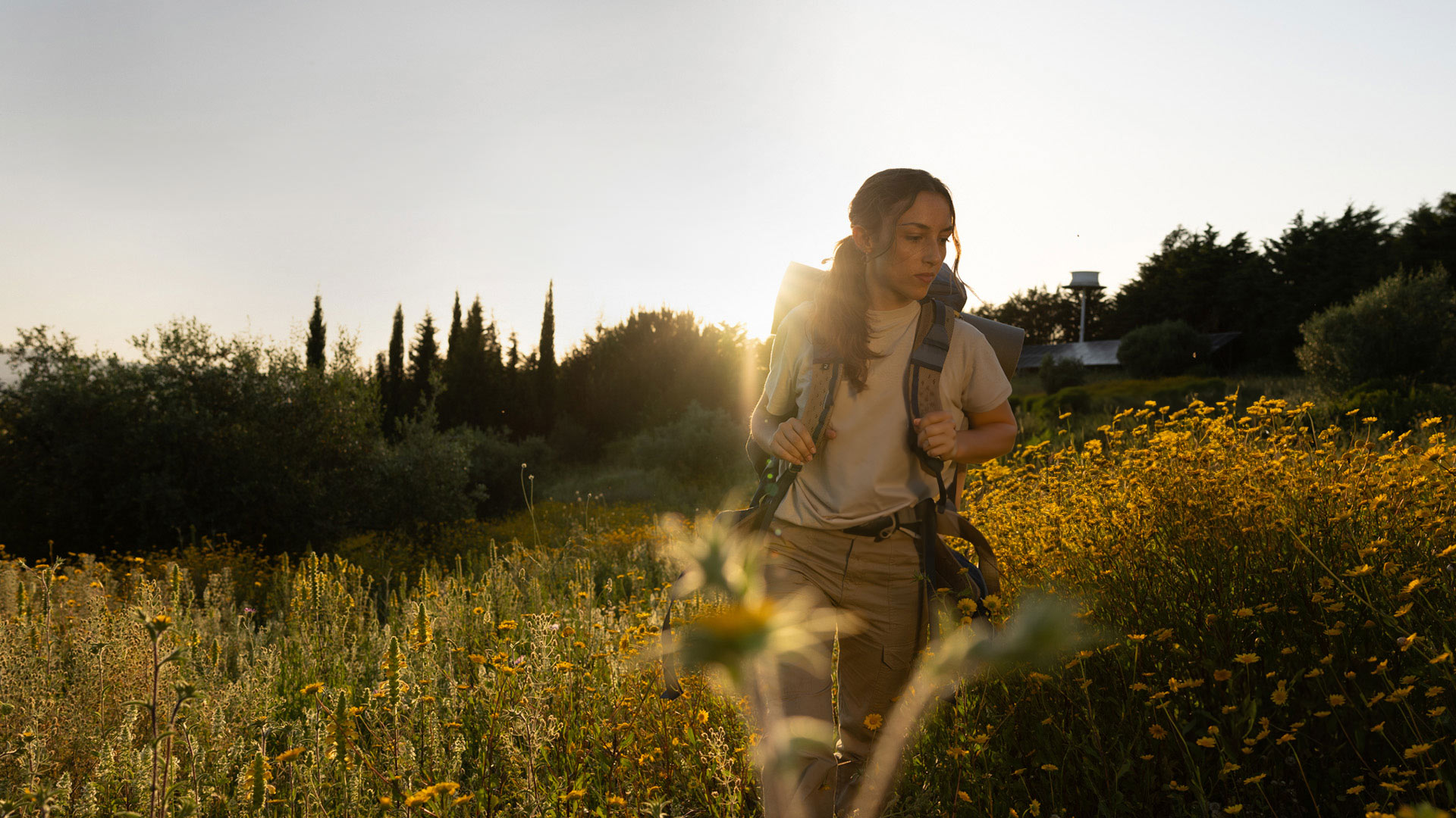 Mobile illustration showing solar energy for everyone, with sun and buildings.