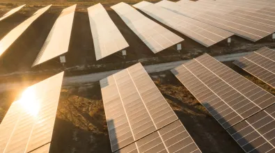 solar panels sunset