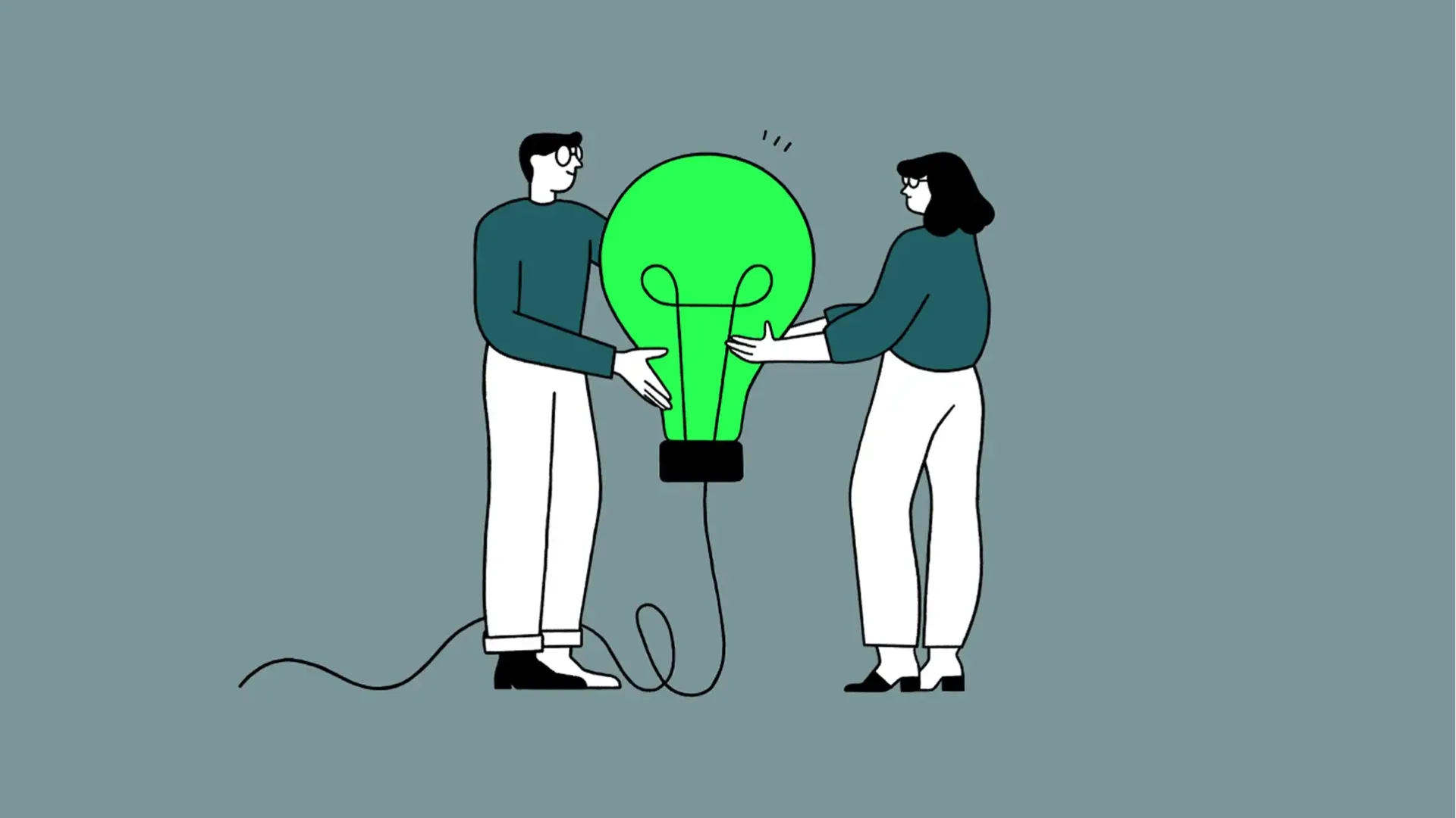 vector of two people grabbing a lamp in different shades of green